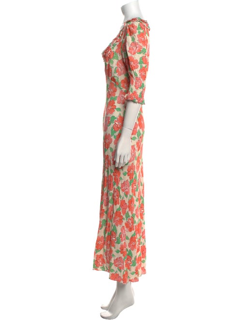 RIXO Floral Print Long Dress