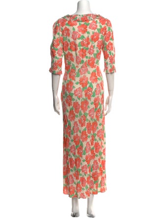 RIXO Floral Print Long Dress