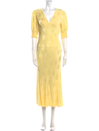 RIXO V-Neck Midi Length Dress