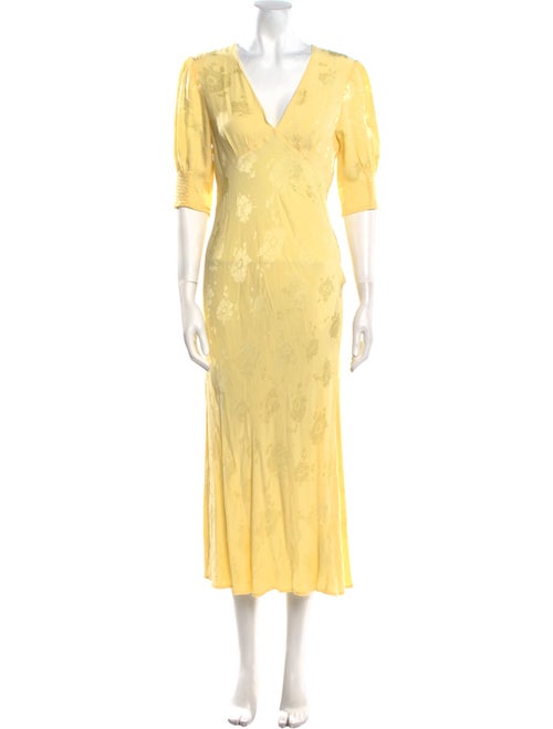 RIXO V-Neck Midi Length Dress
