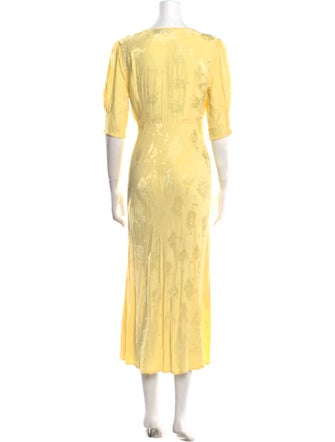 RIXO V-Neck Midi Length Dress