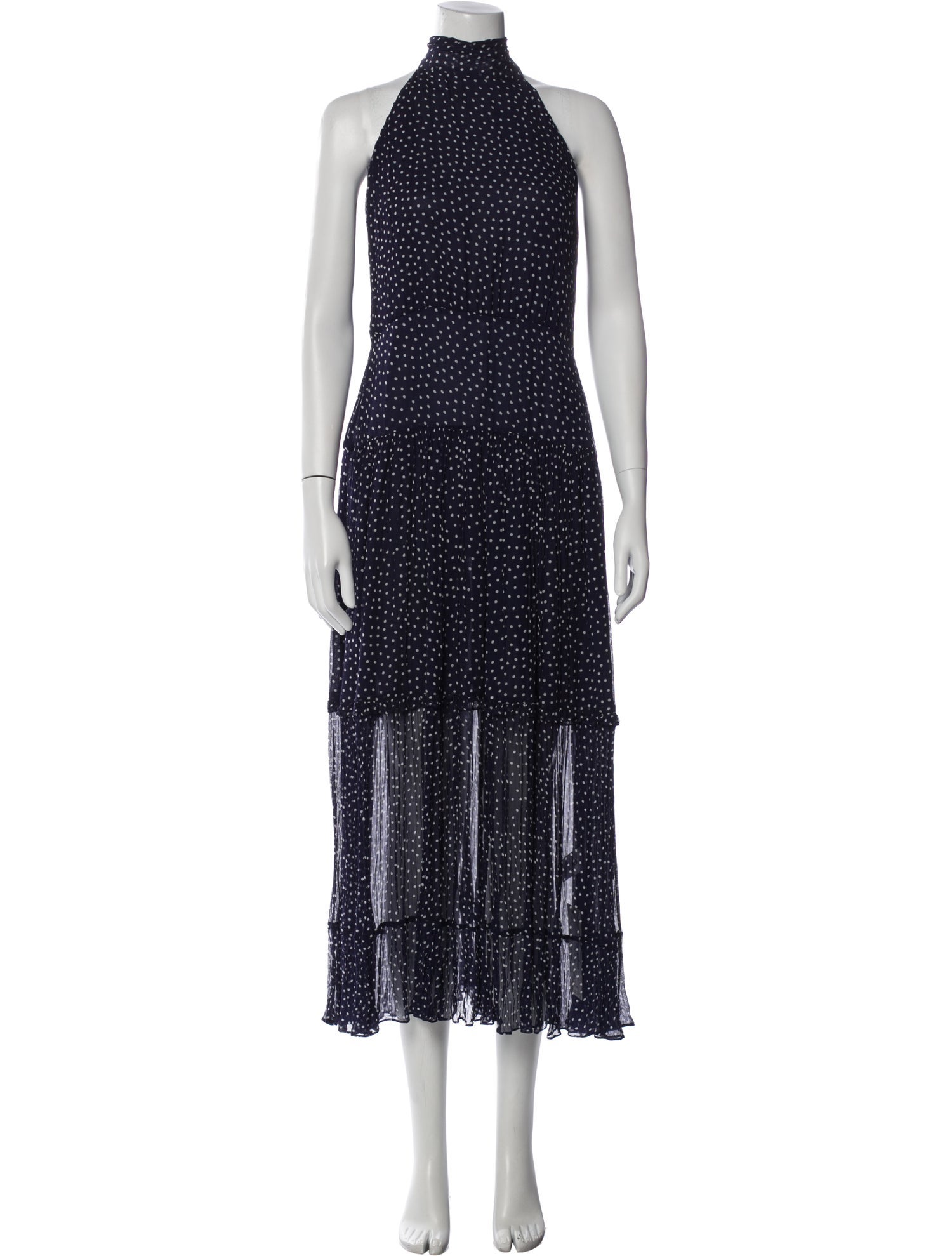 RIXO Polka Dot Print Long Dress