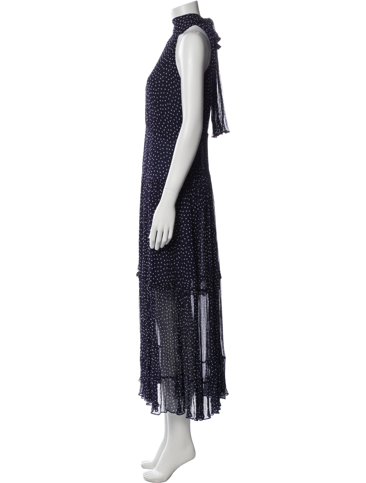 RIXO Polka Dot Print Long Dress