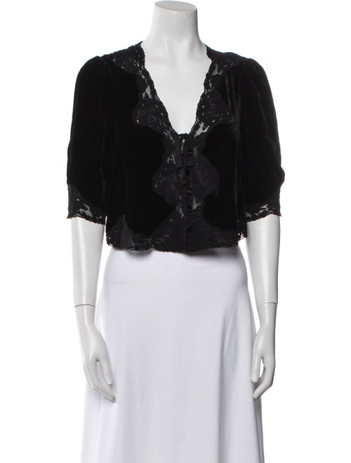 RIXO V-Neck Short Sleeve Crop Top