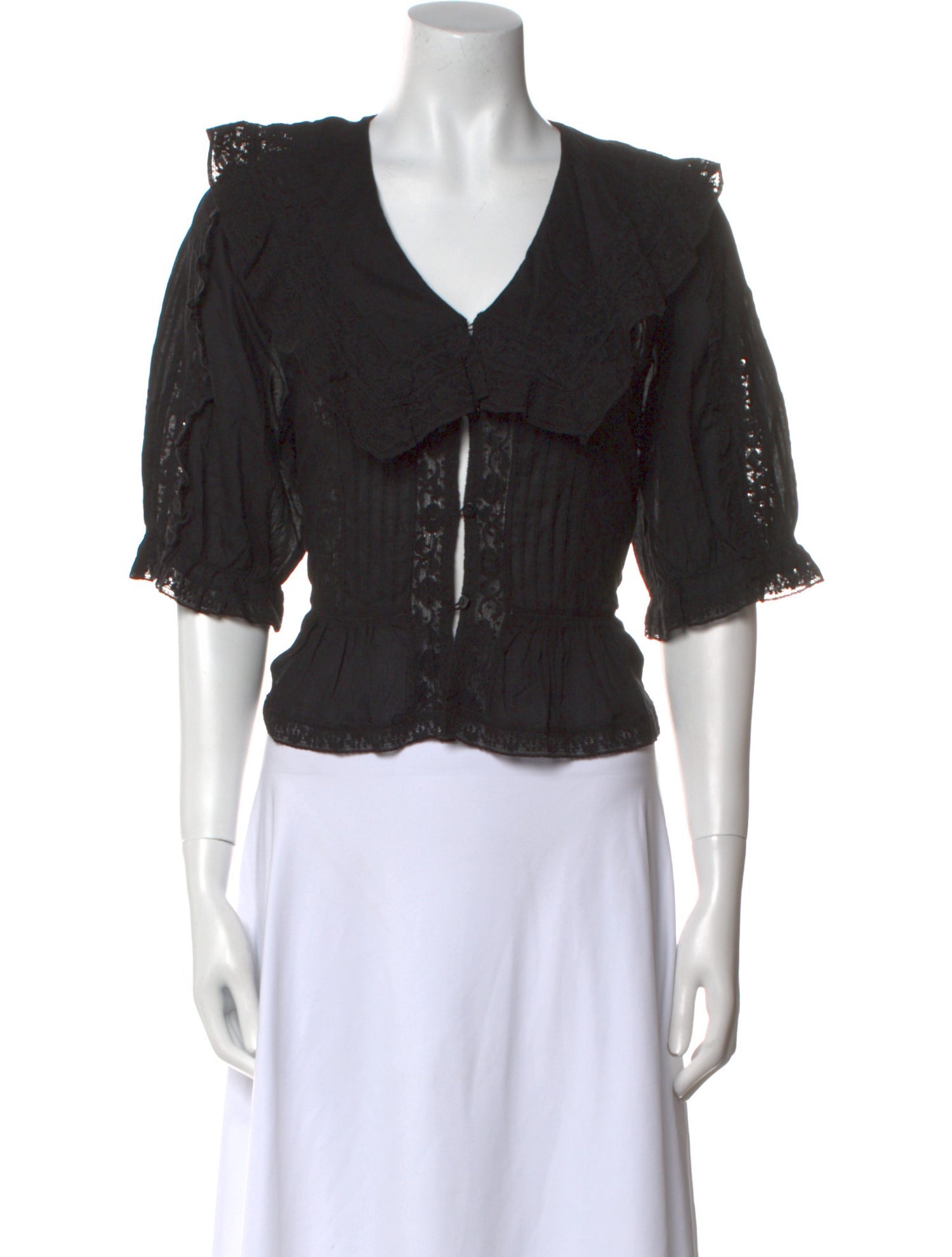 RIXO V-Neck Short Sleeve Crop Top