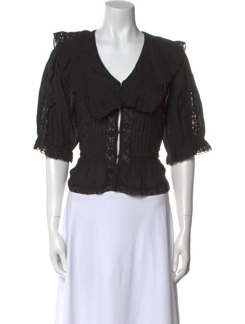 RIXO V-Neck Short Sleeve Crop Top