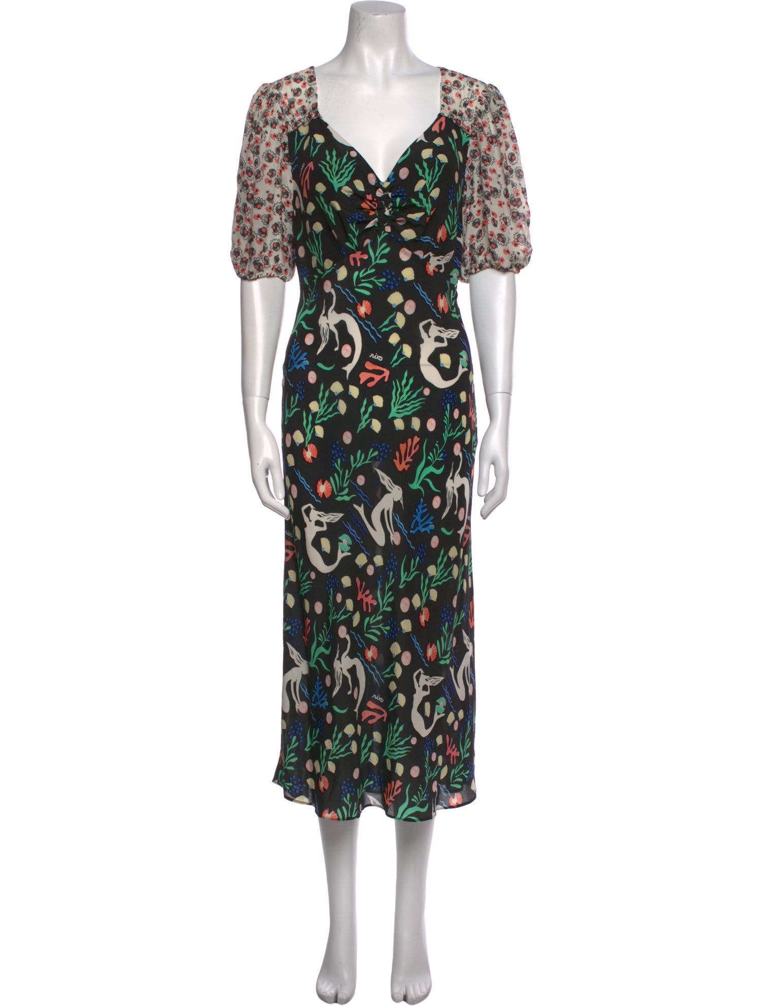 RIXO Printed Long Dress