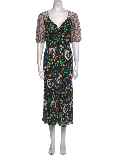 RIXO Printed Long Dress