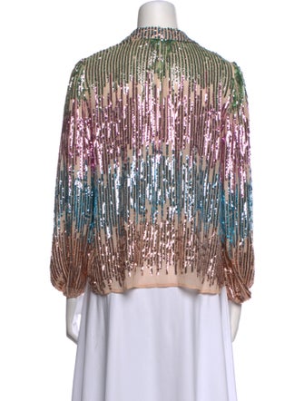 RIXO Printed V-Neck Blouse