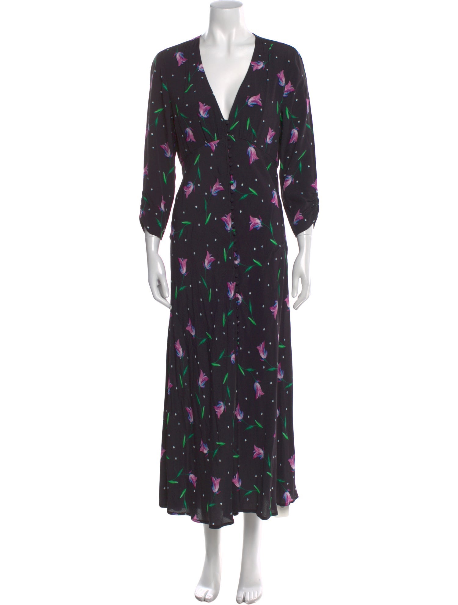 RIXO Floral Print Long Dress