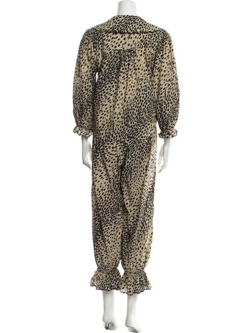 RIXO Polka Dot Print Scalloped Accent Pant Set