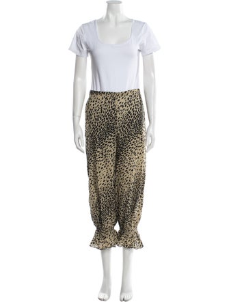 RIXO Polka Dot Print Scalloped Accent Pant Set