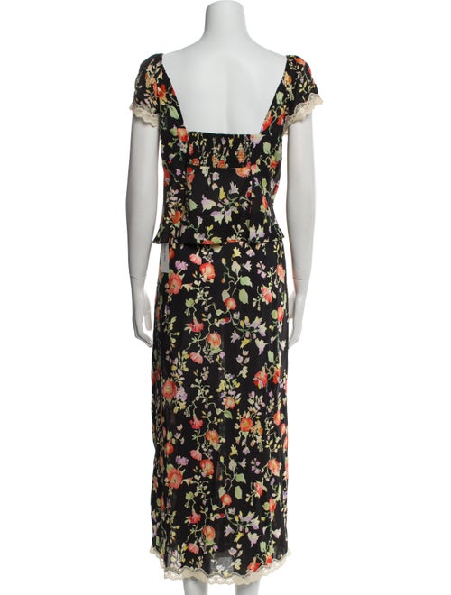 RIXO Floral Print Scalloped Accent Skirt Set