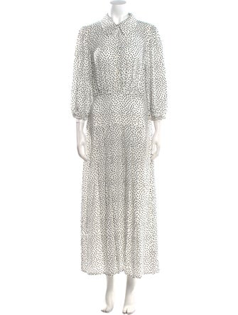 RIXO Polka Dot Print Long Dress
