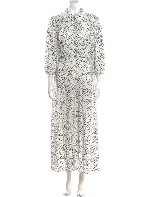 RIXO Polka Dot Print Long Dress