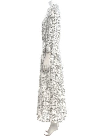 RIXO Polka Dot Print Long Dress