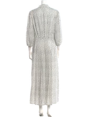 RIXO Polka Dot Print Long Dress