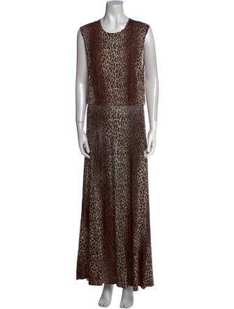 RIXO Animal Print Long Dress