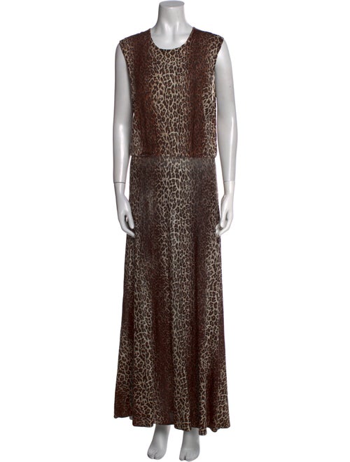 RIXO Animal Print Long Dress