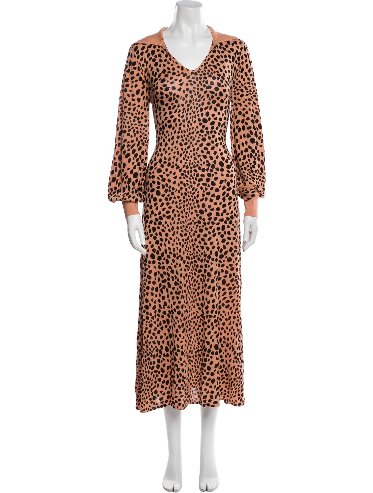 RIXO Animal Print Long Dress