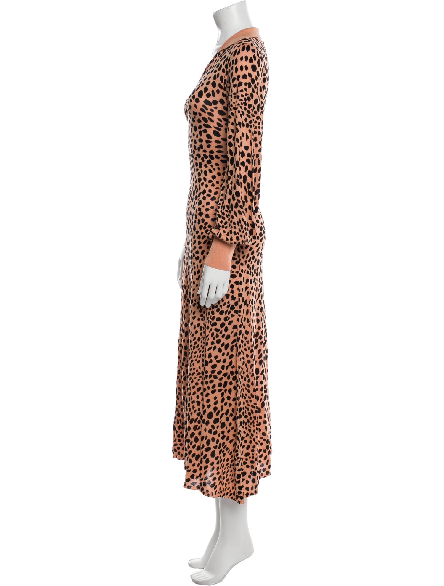 RIXO Animal Print Long Dress