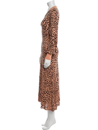 RIXO Animal Print Long Dress