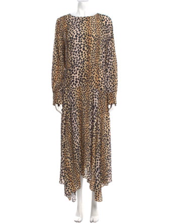 RIXO Animal Print Long Dress