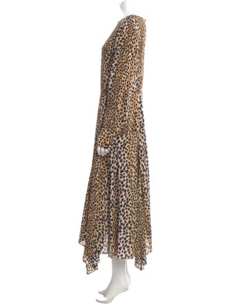 RIXO Animal Print Long Dress