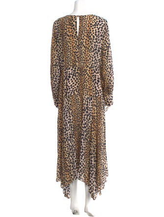 RIXO Animal Print Long Dress