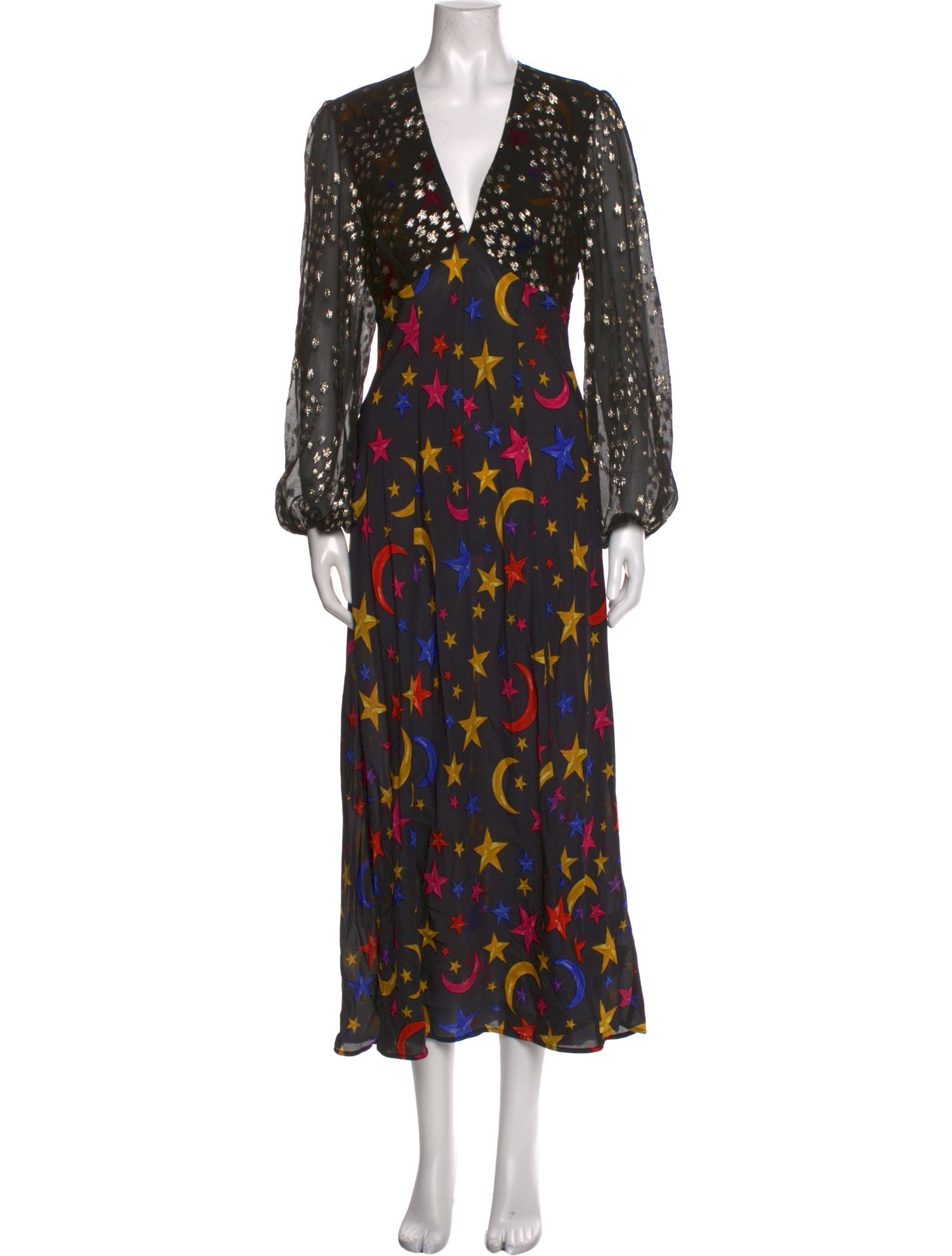 RIXO Silk Long Dress