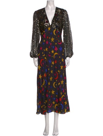 RIXO Silk Long Dress