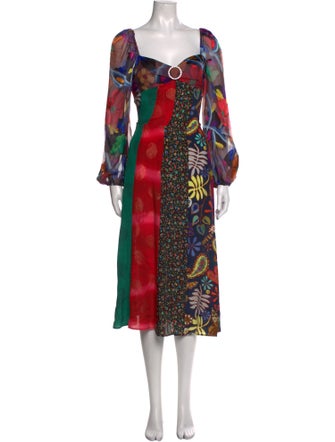 RIXO Silk Long Dress