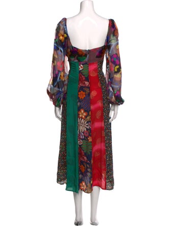 RIXO Silk Long Dress