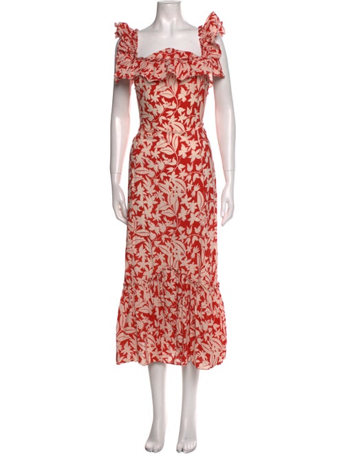RIXO Printed Midi Length Dress