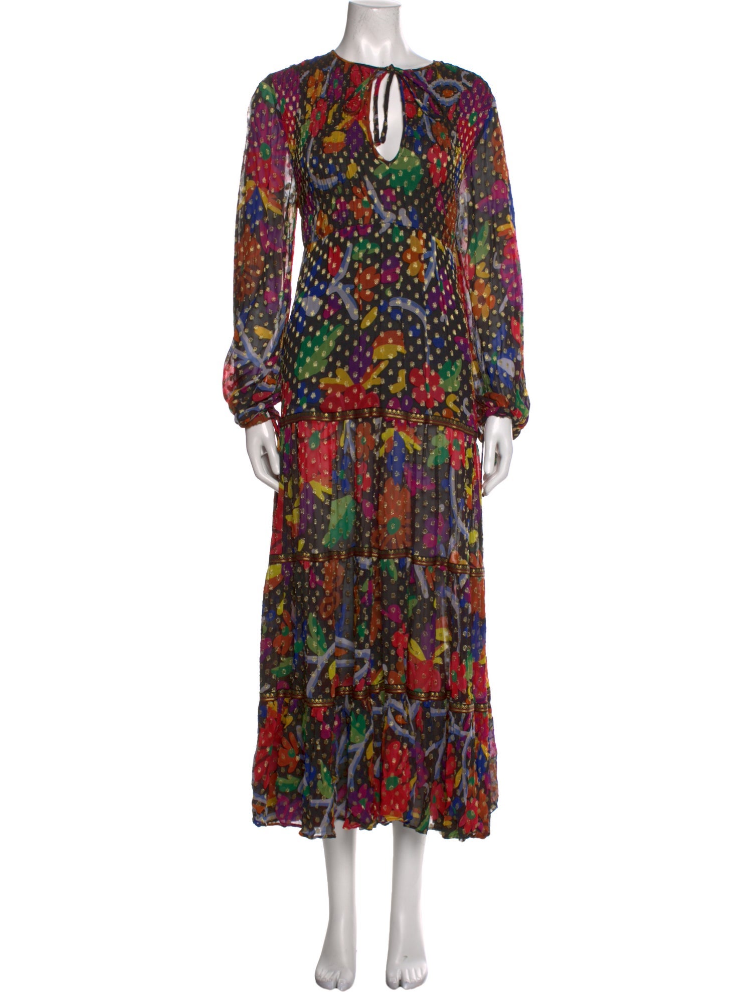 RIXO Printed Long Dress