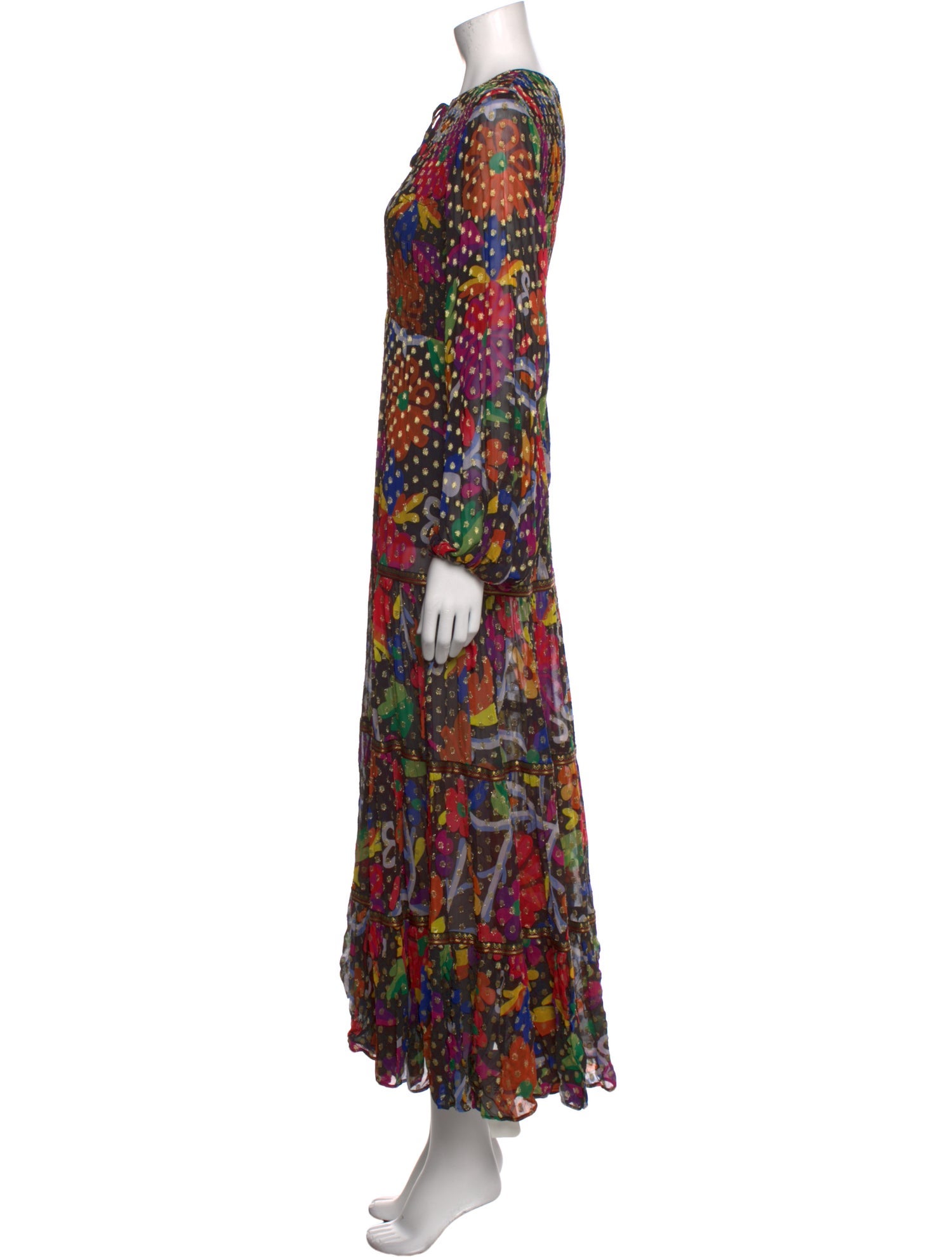 RIXO Printed Long Dress