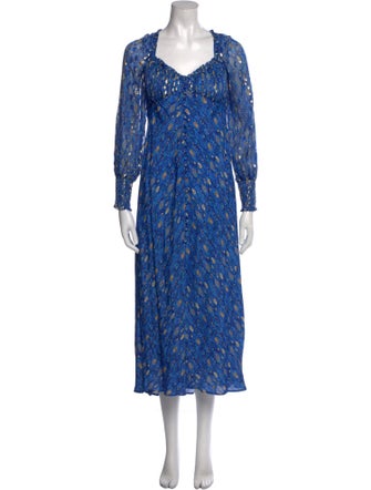 RIXO Floral Print Long Dress