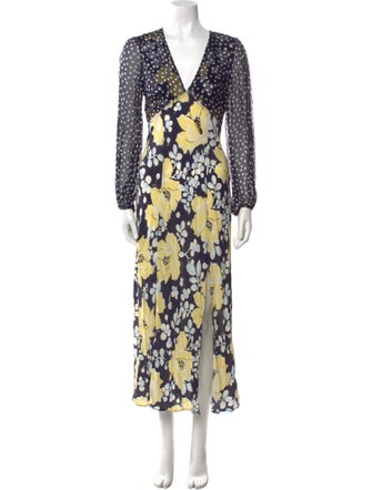 RIXO Silk Long Dress