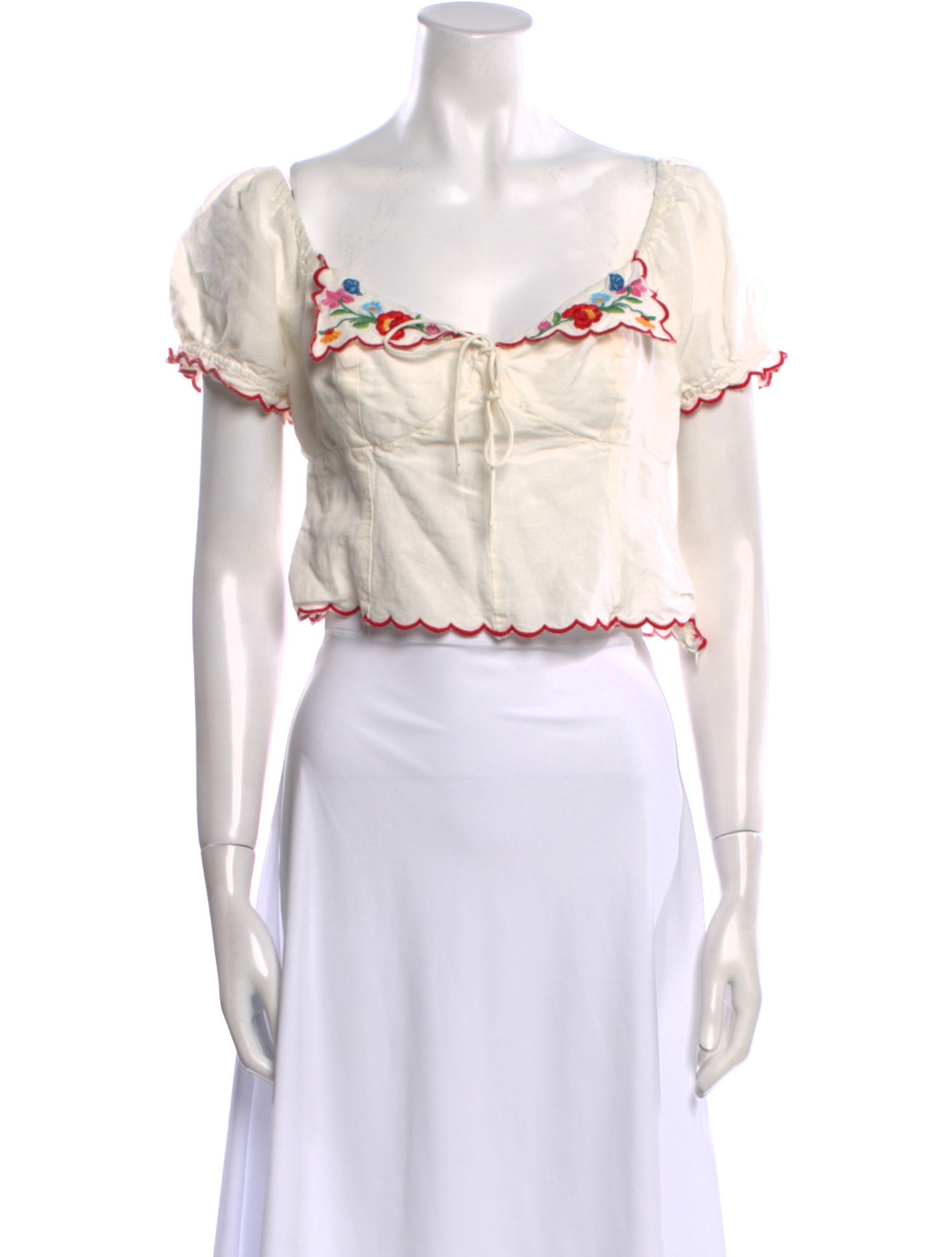 RIXO Floral Print Scoop Neck Crop Top