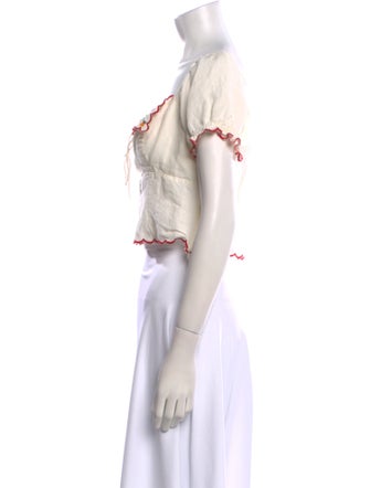 RIXO Floral Print Scoop Neck Crop Top