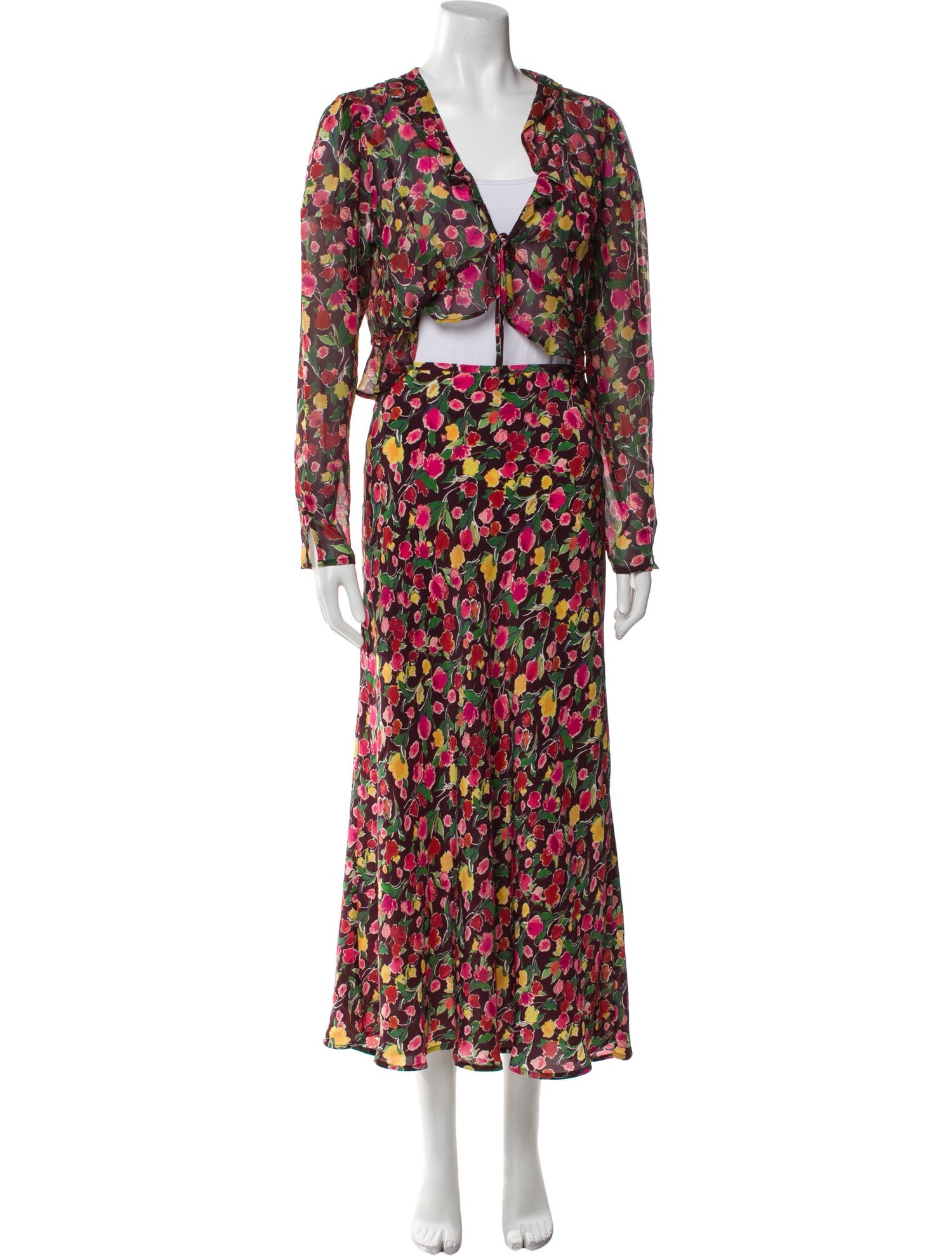 RIXO Floral Print Skirt Set