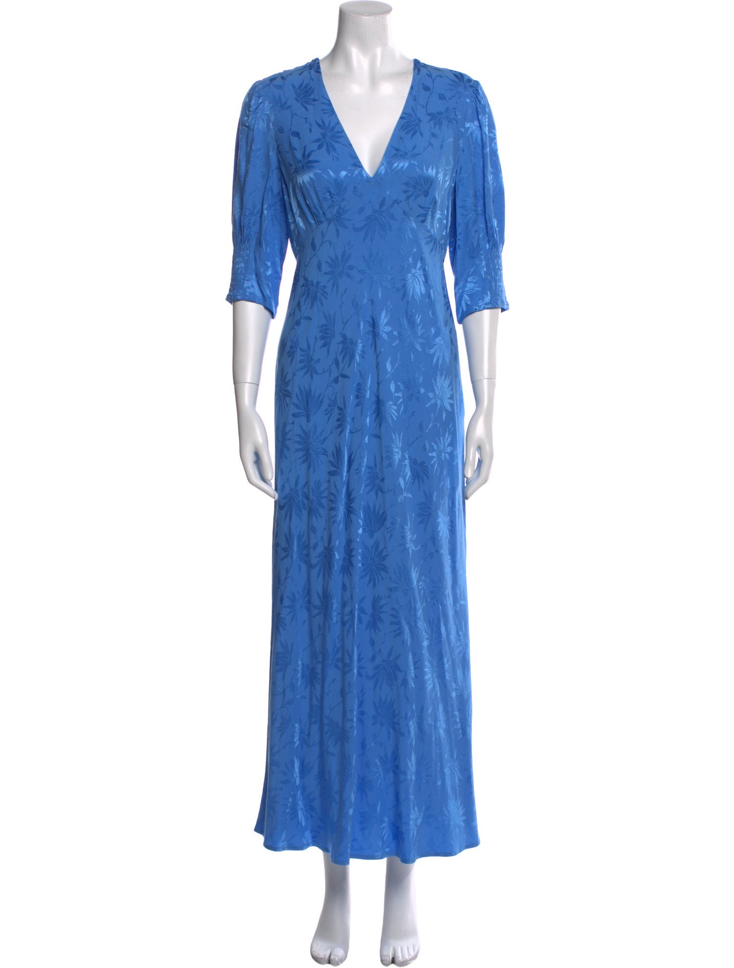 RIXO V-Neck Long Dress