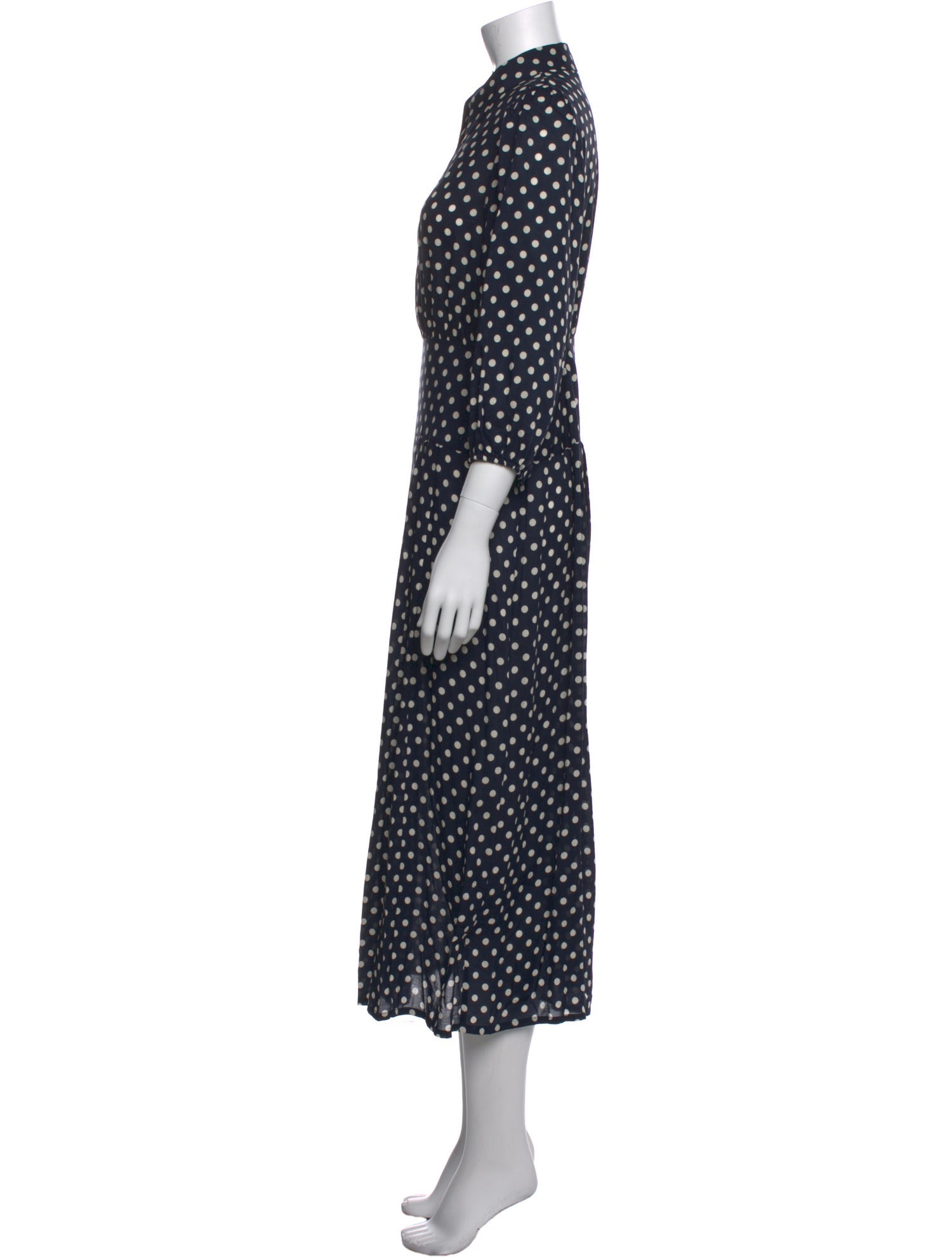 RIXO Polka Dot Print Long Dress