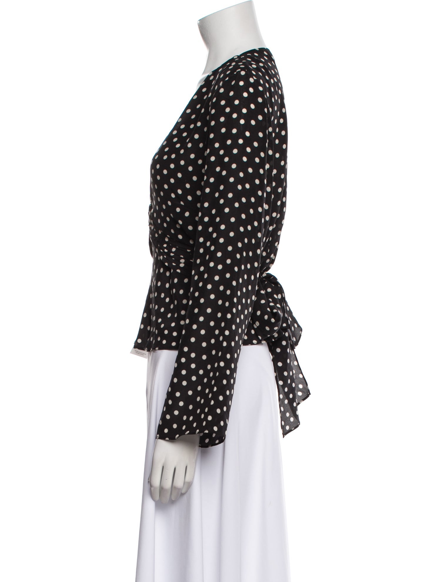 RIXO Silk Polka Dot Print Blouse
