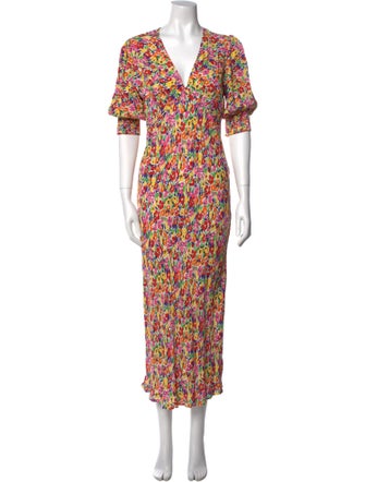 RIXO Floral Print Long Dress