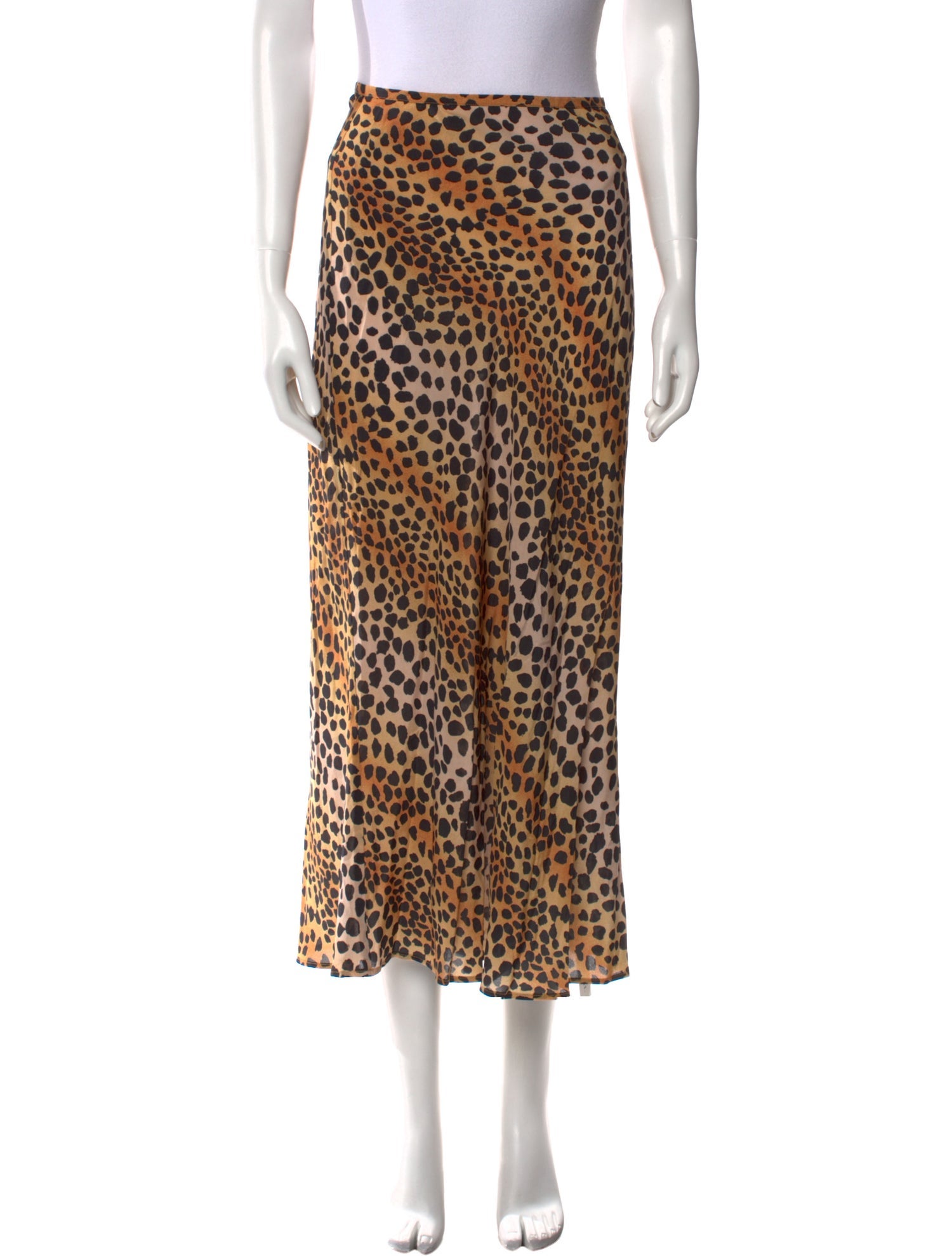 RIXO Silk Midi Length Skirt