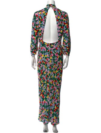 RIXO Silk Long Dress