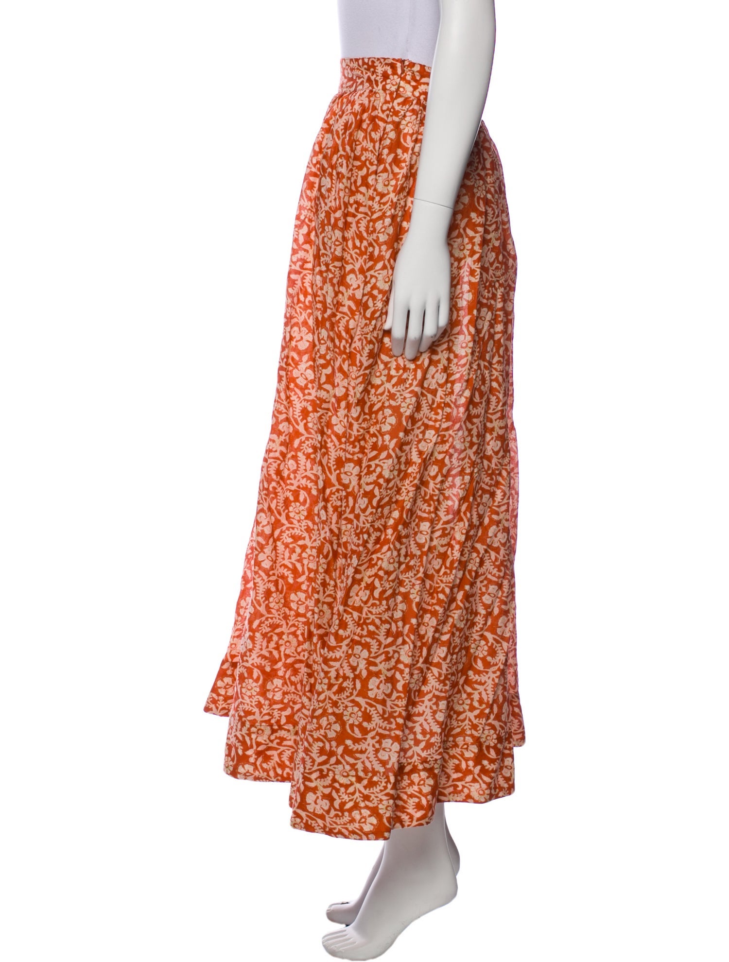 RIXO Floral Print Midi Length Skirt