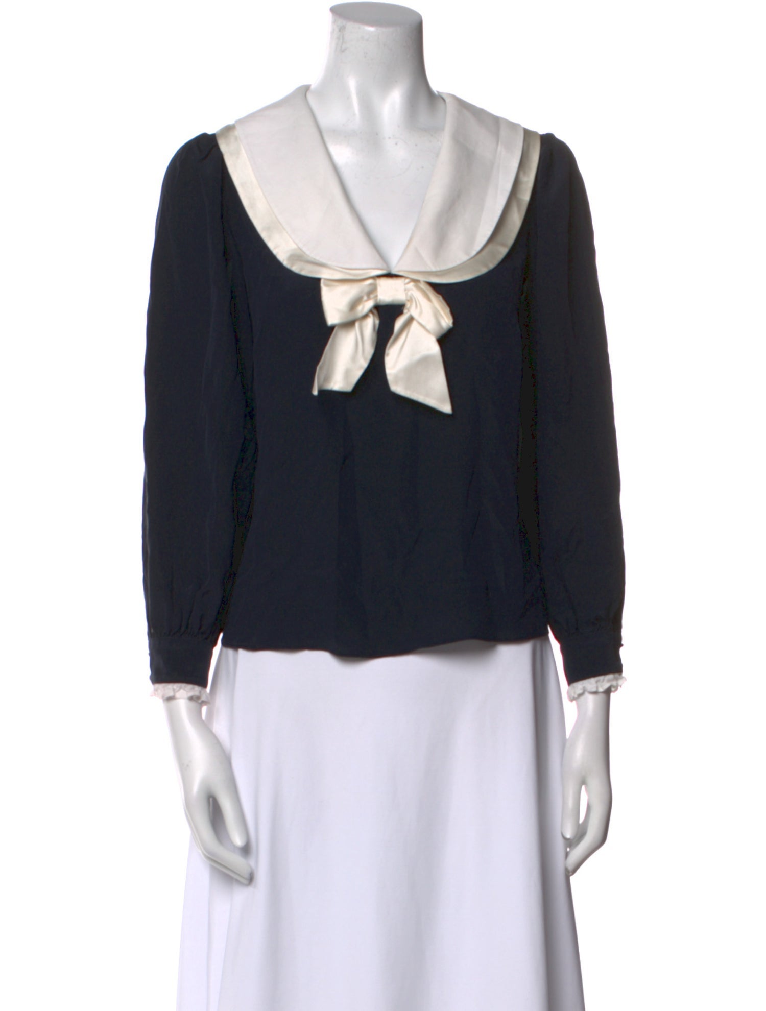 RIXO Silk Tie Neck Blouse