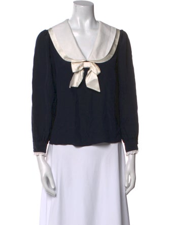 RIXO Silk Tie Neck Blouse